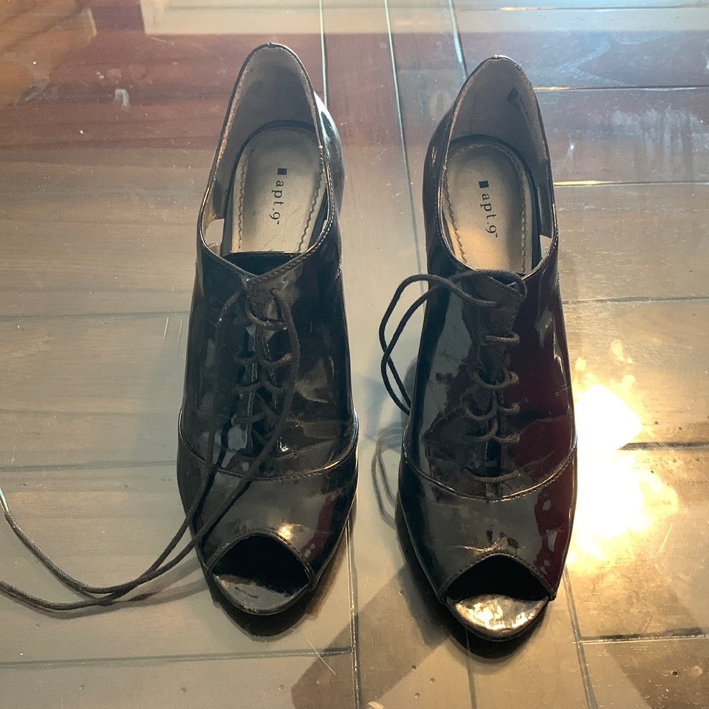 Apt 9 Patent Leather Lace Up, Peep Toe Heals